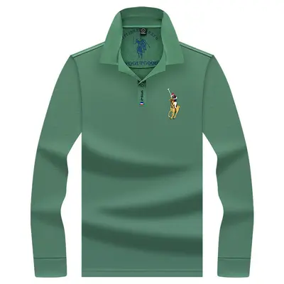Herren-Langarm-Poloshirt aus 100% Baumwolle, bestickt - 12