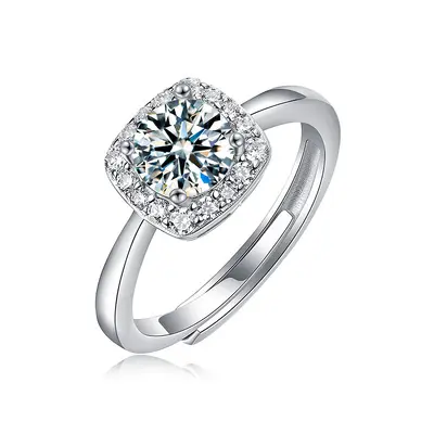 S925 silver moissanite sugar cube ring for women - 9