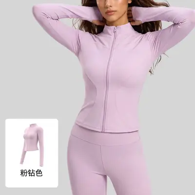 Juyitang sıkı yoga ceketi slim fit spor koşu spor yoga ceketi - 11