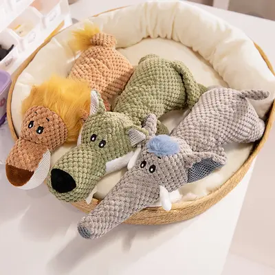 Bone-Shaped Plush Dog Toy, Tear-Resistant, Squeaky - 4
