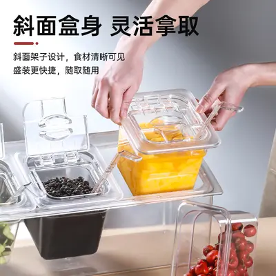 Lebensmittelqualität transparente PC Portionsschale 1/6 Marmeladenbox Milchteeladen spezialgewürz Box Kunststoff fraktionierte Box Regal
