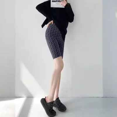 韩国新款印花鲨鱼皮打底裤显瘦骑行裤夏款瑜伽裤薄款健美裤