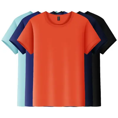 Quick-Dry Ice Silk Round-Neck T-Shirt, Short Sleeve, Printed Logo