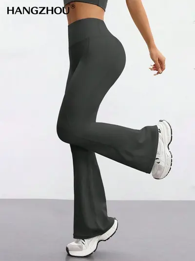 Europe and America Seamed Bare-Feel Long Yoga Pants Tight-Fit Quick-Dry Sports Fitness Pants Peach Butt High-Waist Micro Flare Yoga Pants