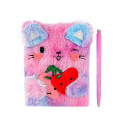 Cartoon Animal Plush Notebook Set with Pen for Kids - 10