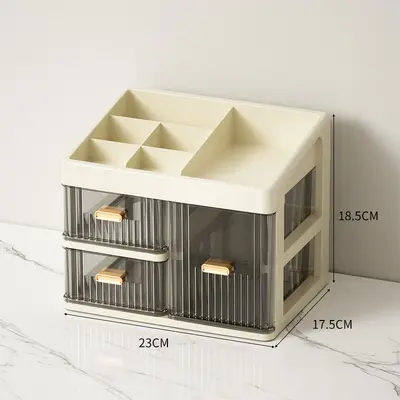 Desktop storage box with drawers dustproof stationery organizer - 11