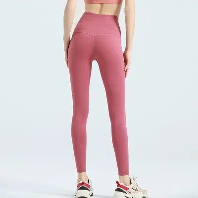 Yoga pants, high stretch, seamless, high waist, peach tone - 13