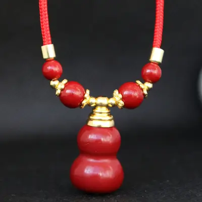 Mu Rui Taklit Mor Altın Kumlu Kalp Kolye Ucu, Beş Şans, Unisex - 11