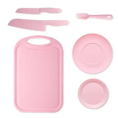 Plastik doğrama tahtası meyve bıçağı set taşınabilir güvenli - 7