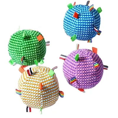 Dog Squeaky Soft Training Ball with Bell and Rope, Bite-Resistant - 5