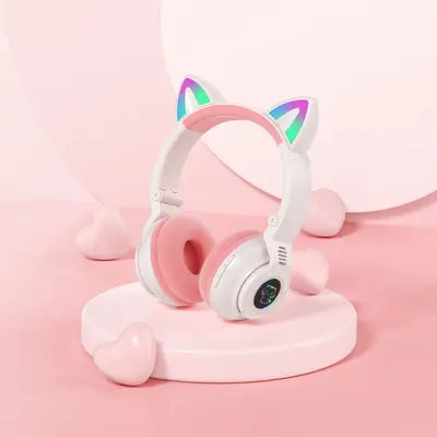 Glänzende süße Katzenohr-Gaming-Kopfhörer Bluetooth-Kopfhörer mit langer Akkulaufzeit hochwertiger grenzüberschreitender Kopfhörer