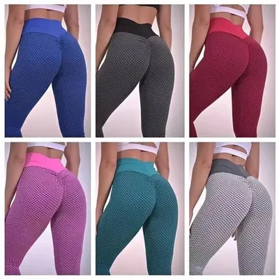 Damen Yoga-Leggings mit Wabenjacquard, hohe Taille, Po-Lift, Plusgröße