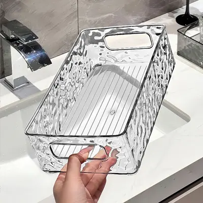 Kozmetik saklama kutusu, buz desen, taşıyıcılı, masaüstü - 7