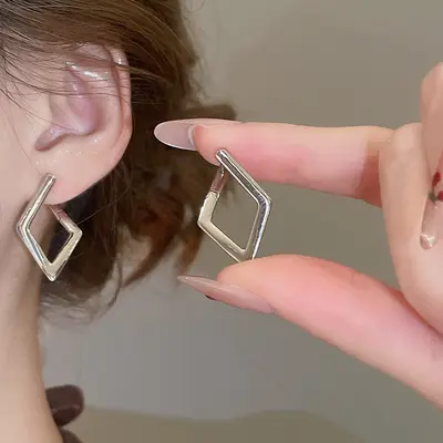 Silver Circle Earrings, Needle Post Studs