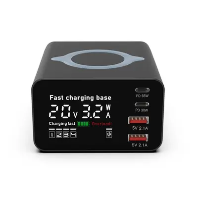 110W yüksek güçlü akıllı dijital ekranlı kablosuz şarj cihazı, cep telefonu, laptop ve çoklu bağlantı noktalı USB şarj cihazını destekler.