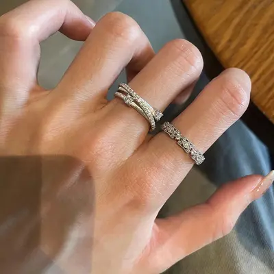 Cool-toned wrapped diamond ring for women - 2