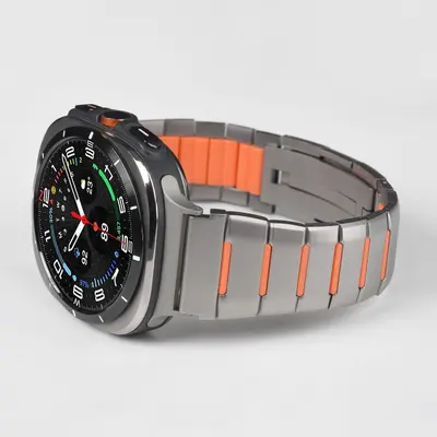Samsung Galaxy Watch8 Compatible 47mm Rubber and Stainless Steel Watch Strap - 9