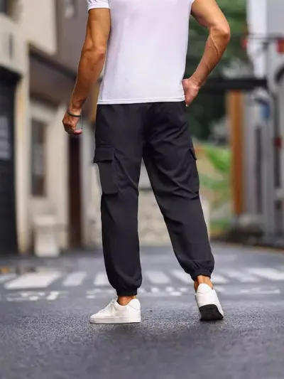 Men's Multi-Pocket Cargo Pants, Retro Casual Jogger Style