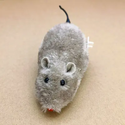 Plush Wind-Up Mouse Cat Teaser Chain Toy - 10