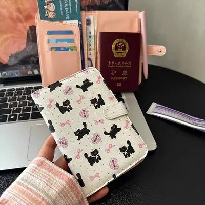 可爱猫护照保护套小巧护照夹证件包女士新款旅行便携收纳机票卡包