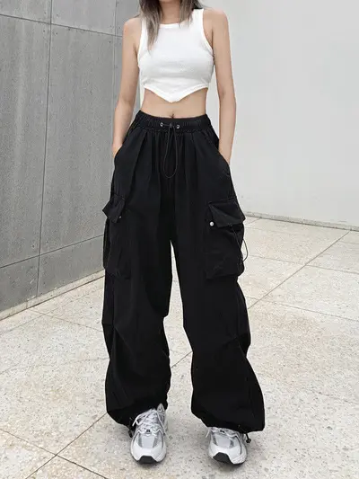 Women's Cargo Pants, Summer, Thin, Loose Wide Leg