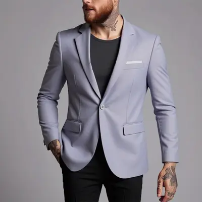 Erkek Slim Fit Tek Ceket, Kore Tarzı İş Takımı - 8