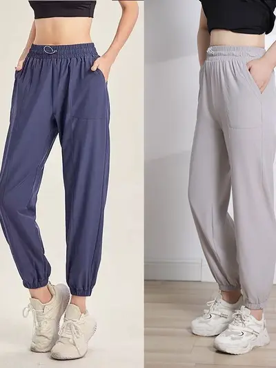 Yeni stil kadın bol paça jogger hızlı kuruyan yoga pantolonu dar kesim koşu fitness nefes alan günlük pantolon