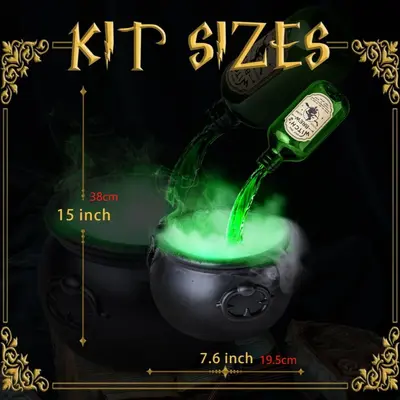 Halloween Festival Decoration Magic Floating Bottle and Diffuser - Black Witch Bowl HocusPocus Party