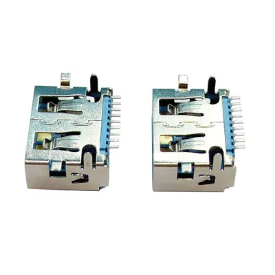 usb3.0 dişi kısa gövde 10.0mm yerleşik 6.3 yama takılabilir kart SMT mavi yerleştirme istasyonu HUB konektörü