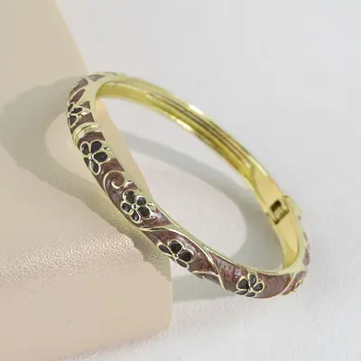New Jingdezhen Cloisonné Bracelet Palace Style Enamel Painted Bangle Drip Oil Floral Series Open Cuff Rhinestone Jewelry Wholesale - 13