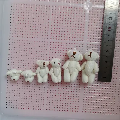 Mini peluş ayı, 3.5-4.5 cm, eklemli, siyah/beyaz