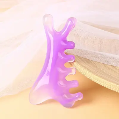 Premium-Harz Gua-Sha-Schönheitsbrett, multifunktionale Kopftherapie, Gesichtsakupressur, Meridian-Massagekamm für Kopf und Körper, 4-in-1-Lösung. - 13