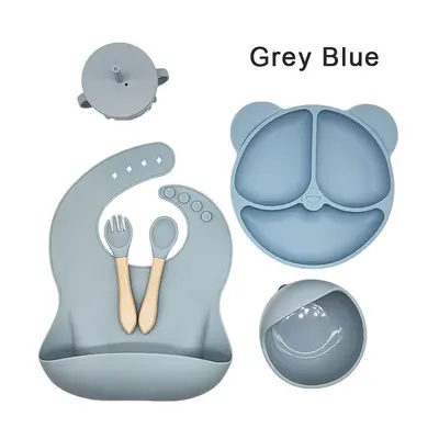 Silikon-Baby-Tischset 6-teilig Silikon-Essteller mit Saugnapf Silikon-Kinder-Essteller mit Saugnapf Schüssel Baby-Zubehör - 12