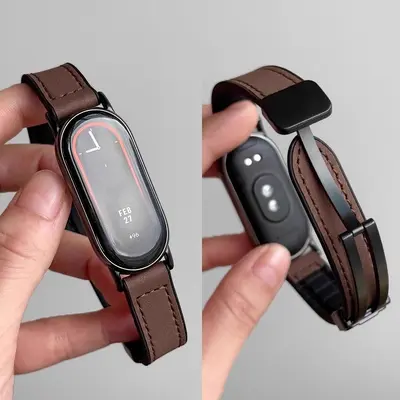 Xiaomi Mi Band 9 Pro Uyumlu Silikon Deri Kordon, Crazy Horse Desen