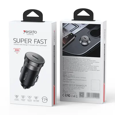 Yesido Araç Hızlı Şarj Adaptörü, PD60W, Çift Çıkış, Çinko Alaşım - 9