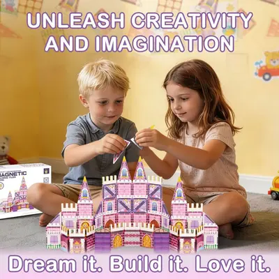 Pink Castle Magnetic Building Blocks Toy for Girls - 4