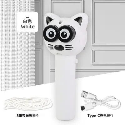 Gece Işıklı Şarjlı Elektrikli Kedi Oyuncağı, İp Oyun Çubuğu - 7