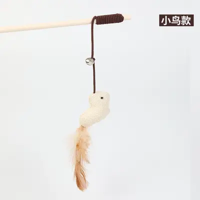 Cat Teaser Wand with Wooden Handle, Sisal Rope, Interactive Mouse Toy - 9
