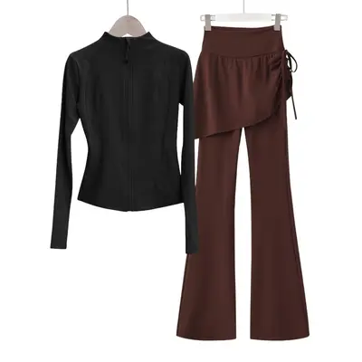 Kadın yoga ceketi, dik yaka slim fit, koşu ve fitness sporu takımı - 5