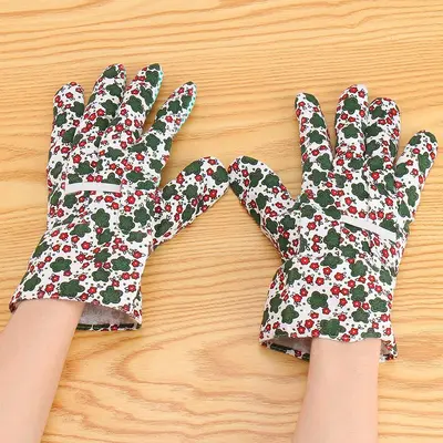 New garden gloves PVC dotted bead garden labor protection work gloves printed wide-mouth thickened protective anti-cut gloves