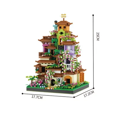 Educational Building Block Set Compatible with LEGO Rainbow Sakura Tree House