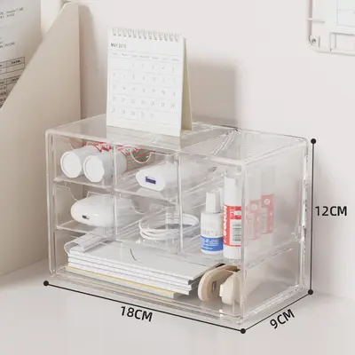 Desktop six-compartment clear storage box stackable - 9