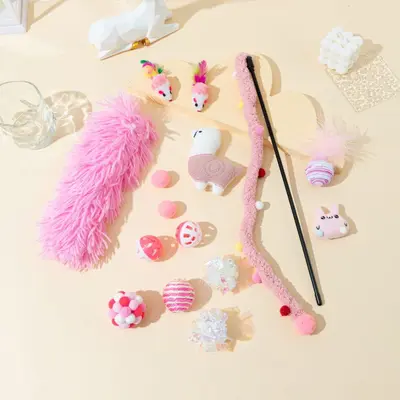 Four-Color Cat Toy Set, Self-Assembled Cat Teaser Toys - 4