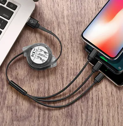 Stokta bir-üç kristal geri çekilebilir veri kablosu üçü bir arada şarj kablosu hızlı şarj USB özel logo hediye - 8