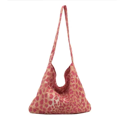 Women's Leopard Print Canvas Shoulder Bag, Large Capacity - 8