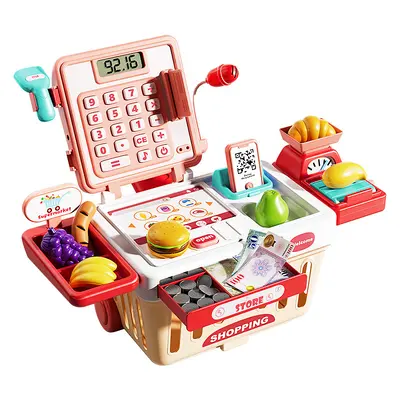 Kids Supermarket Cash Register Toy, Realistic Checkout Counter