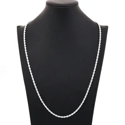 Gümüş 4mm Zincir Erkek Büküm Halat Kolye Bilezik moda Kadın Erkek Gümüş Büküm Kolye Kaliteli Takı Seti