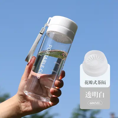 Sporttrinkflasche Großhandel, Outdoor-Trinkflasche mit großem Fassungsvermögen aus transparentem Kunststoff mit Eisbehälter, mit Tragegriff und Teefilter, individualisierbar. - 11