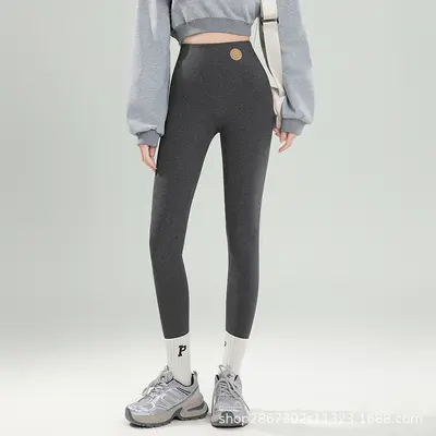 纯棉打底裤女外穿2026春秋新款高腰弹力大码瑜伽新比裤螺纹小脚裤 - 12