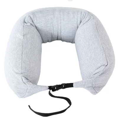 Japanese Style U-Shaped Jersey Neck Pillow with Foam Particles, Travel Size